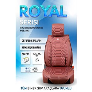 Lüx Deri Oto Koltuk Kilifi Ön Arka Takım Royal Serisi Tarçin Tarçın