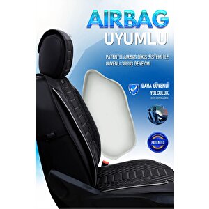 Lüx Deri Oto Koltuk Kilifi Ön Arka Takım Royal Serisi Si̇yah Beyaz