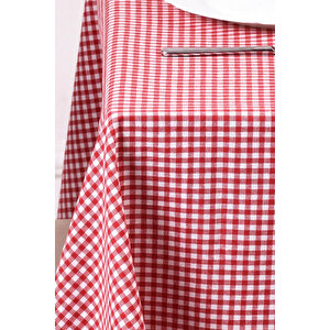 Gözde Yer Sofra Bezi Piknik Masa Örtüsü Zefir Kare Desen 170x170 Kırmızı