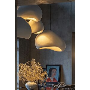 Kaya Beton Tekli Sarkıt Avize Beton İskandinav Modern Tasarım E27 Modern Avize 50cm Çap Gri