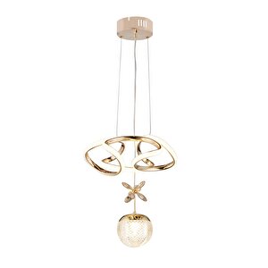 Tek Toplu Çiçek Modern Sarkıt Led Avize Taşlı Gold Kaplamalı