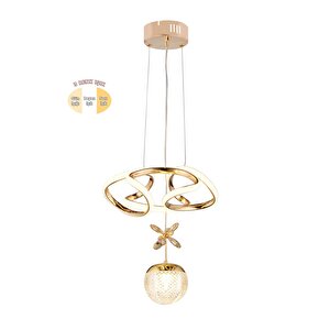 Tek Toplu Çiçek Modern Sarkıt Led Avize Taşlı Gold Kaplamalı