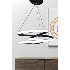 Siyah Modern Sarkıt Led Avize Beyaz Işık Salon Mutfak Oda Hol Ledli Avize