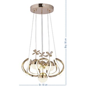 Heracles Kumandalı Ve Dimmerli 3 Renk ( Sarı Beyaz Ve Gün Işığı ) Gold Luxury Led Avize Concept