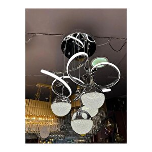 Hemera Modern Sarkıt 3 Işık (beyaz, Sarı Ve Günışığı) Kumandalı Ve Dimmerli Gümüş Luxury Avize