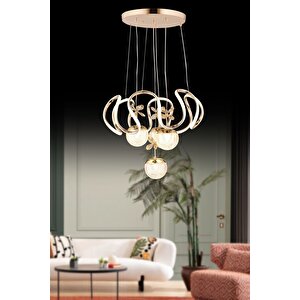 Maxı Toplu Taşlı Modern Sarkıt Led Avize 3 Renk Gold Kaplamalı