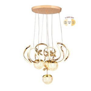 Maxı Toplu Taşlı Modern Sarkıt Led Avize 3 Renk Gold Kaplamalı