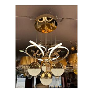 Hemera Modern Sarkıt 3 Işık (beyaz, Sarı Ve Günışığı) Kumandalı Ve Dimmerli Gold Luxury Avize