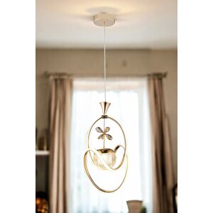 Badem Modern Sarkıt Led Avize 3 Renk Toplu Kelebek Taşlı Gold Kaplamalı