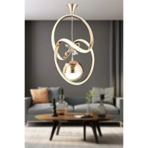 Badem Modern Sarkıt Led Avize 3 Renk Toplu Kelebek Taşlı Gold Kaplamalı
