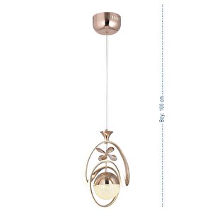 Badem Modern Sarkıt Led Avize 3 Renk Toplu Kelebek Taşlı Gold Kaplamalı