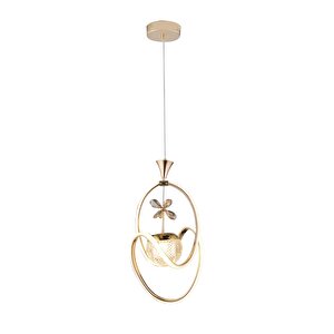 Badem Modern Sarkıt Led Avize 3 Renk Toplu Kelebek Taşlı Gold Kaplamalı