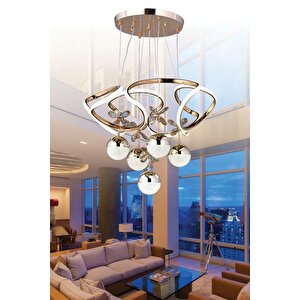 Galaksi 4 Bölmeli 3 Renk ( Sarı Beyaz Ve Gün Işığı ) Altın - Gold Luxury Led Avize