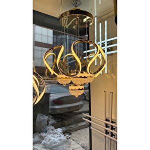 3 Renk Kumandalı Modern Sarkıt Toplu Kelebekli Led, Ledli Avize Gold Nikelaj Kaplama Avize