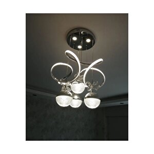 Papatya 3 Işık Kumandalı (beyaz, Sari, Günişiği) Krom Luxury Led Avize Büyük Toplu