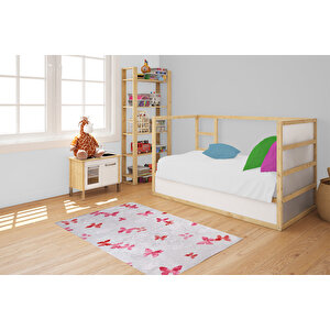 Çocuk Halısı Ve Bebek Halısı Yıkanabilir Kaymaz Taban Pembe Desen Dijital Baskı Halı Hc049