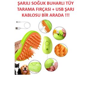 Buharlı Kedi Köpek Fırçası Şarjlı Soğuk Buhar Tüy Tarağı Tüy Toplama Tarama Fırça Tarak