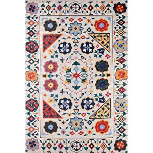 Klasik Renkli Salon&oturma Odası Yolluk&yatak Odası Dijital Baskılı Makinede Yıkanabilir Kaymaz Taban Saçaklı Halı Hk001 120x180 cm