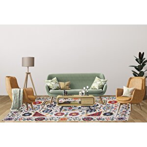 Klasik Renkli Salon&oturma Odası Yolluk&yatak Odası Dijital Baskılı Makinede Yıkanabilir Kaymaz Taban Saçaklı Halı Hk001 120x180 cm