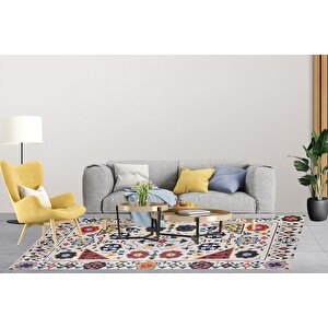 Klasik Renkli Salon&oturma Odası Yolluk&yatak Odası Dijital Baskılı Makinede Yıkanabilir Kaymaz Taban Saçaklı Halı Hk001 120x180 cm