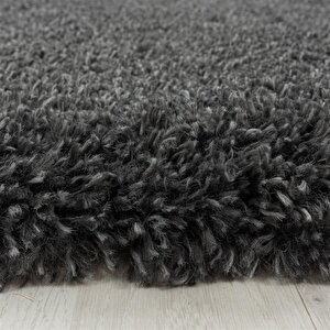 Yumuşak Süpersoft Yüksek Tüylü 30 Mm Hav Yüksekliğinde Düz Koyu Gri Renkli Shaggy Halı 100x200 cm