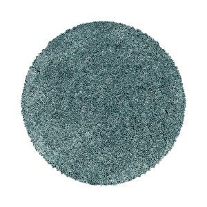 Yuvarlak Halı Yumuşak Yüksek Havlı 30 Mm Shaggy Salon Halısı Düz Aqua Mavi Renkli 160 cm
