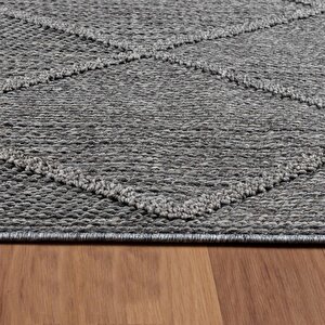Balkon Teras Bahçe Dış Mekan Halısı İskandinav Desenli Gri Renkli Halı 60x100 cm