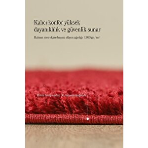 Yüksek Tüylü 30 Mm Hav Yüksekliğinde Düz Kırmızı Renkli Shaggy Halı