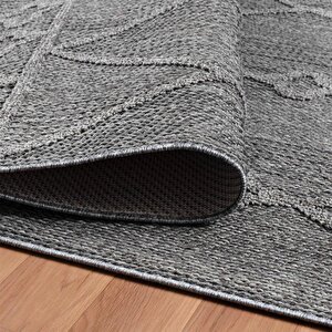 Balkon Teras Bahçe Dış Mekan Halısı İskandinav Desenli Gri Renkli Halı 80x150 cm