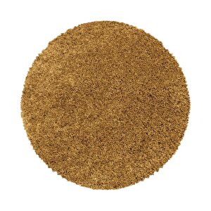 Yuvarlak Halı Yumuşak Yüksek Havlı 30 Mm Shaggy Salon Halısı Düz Altın Gold Dore Renkli 80 cm