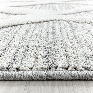 Yumuşak Bukle Tabanlı Modern Kabartmalı 3d Zigzag Desenli Gri Renkli Halı 80x250 cm