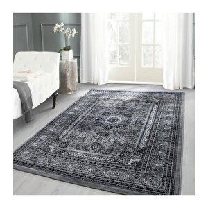 Klasik Desenli Halı Iran Tarzı Süslemeler Siyah Gri Beyaz Renkler 160x230 cm