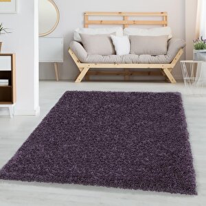 Yumuşak Yüksek Havlı 30 Mm Shaggy Salon Halısı Düz Mor Lila Renkli 240x340 cm