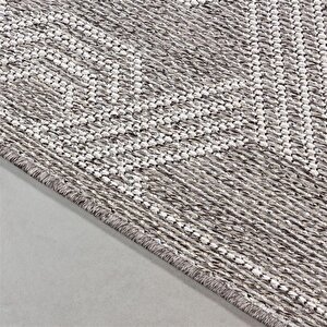 Bahçe Balkon Dış Mekan Teras Halısı İskandinav Örgü Desenli Gri Renkli Halı 60x100 cm