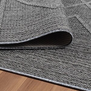 Balkon Teras Bahçe Mutfak Dış Mekan Halısı İskandinav Tarzı Geometrik Desenli Gri Renkli Halı 200x290 cm