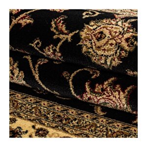 İran Tarzı Klasik Desenli Barok Süslemeli Siyah Gold Bej Renkli Halı 120x170 cm
