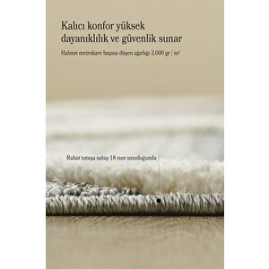 Yumuşak Bukle Tabanlı Modern Kabartmalı 3d Üçğen Desenli Krem Gri Renkli Halı