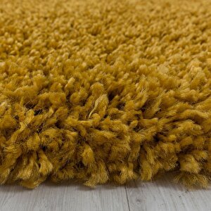 Yumuşak Yüksek Havlı 30 Mm Shaggy Salon Halısı Düz Gold Dore Altın Renkli 200x290 cm