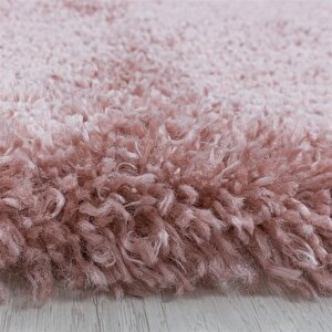 Yumuşak Süpersoft Yüksek Tüylü 30 Mm Hav Yüksekliğinde Düz Gül Kurusu Renkli Shaggy Halı 60x110 cm