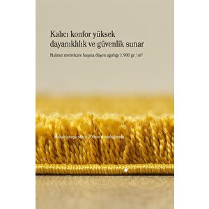Yumuşak Yüksek Havlı 30 Mm Shaggy Salon Halısı Düz Gold Dore Altın Renkli