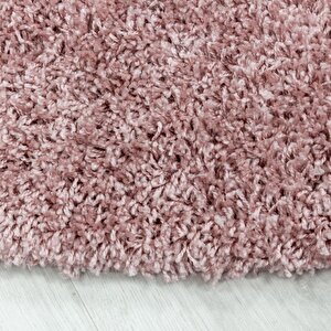 Yuvarlak Halı Yumuşak Yüksek Havlı 30 Mm Shaggy Salon Halısı Düz Gül Kurusu Pembe Renkli
