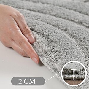 Yumuşak Peluş Tüylü Bohem İskandinav Desenli Kabarık Bukleli  Gri Tonlarında Halı