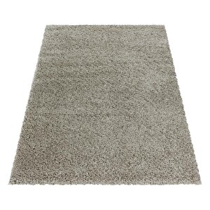 Yumuşak Yüksek Havlı 30 Mm Shaggy Salon Halısı Düz Gümüş Boz Toprak Renkli