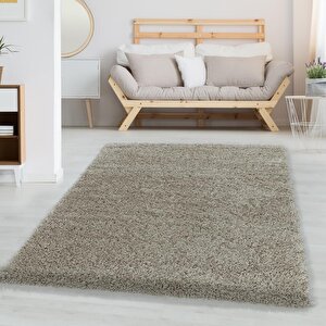Yumuşak Yüksek Havlı 30 Mm Shaggy Salon Halısı Düz Gümüş Boz Toprak Renkli 120x170 cm
