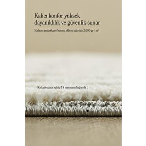 Yumuşak Bukle Tabanlı Modern Kabartmalı 3d Inka Örgü Desenli Krem Gri Renkli Halı