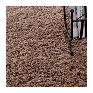 Yüksek Tüylü 30 Mm Hav Yüksekliğinde Düz Mokka Açık Kahverengi Renkli Shaggy Halı 200x290 cm
