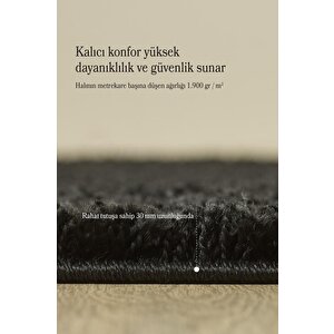 Yumuşak Yüksek Havlı 30 Mm Shaggy Salon Halısı Düz Siyah Renkli