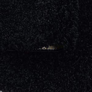 Yumuşak Yüksek Havlı 30 Mm Shaggy Salon Halısı Düz Siyah Renkli 60x110 cm