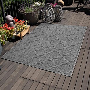 Balkon Teras Bahçe Mutfak Dış Mekan Halısı İskandinav Desenli Gri Renkli Halı 60x100 cm