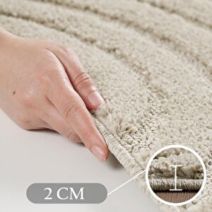 Yumuşak Peluş Tüylü Bohem İskandinav Desenli Kabarık Bukleli  Bej Tonlarında Halı 200x290 cm